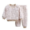 thumbnail image 1 of 2 Piece Kids Toddler Boys Girls Winter Fleece 𝐏a𝐣ama Set Thicken Flannel 𝐒leepwear Tops+Pants Baby 𝐋oungewear 𝐏js, 1 of 3