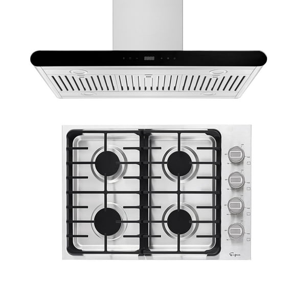 "2 Piece Kitchen Appliances Packages Including 30"" Gas Cooktop and 36"" Island Range Hood"