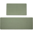 thumbnail image 1 of 2 Piece Kitchen Mat, Anti-Fatigue Cushioned Kitchen Mats Set for Floor, Plaid Non Slip Comfort Standing Mat, Grid Checkered Kitchen Rug, 17"x30"+17"x47", Olive Green Windowpane, 1 of 6