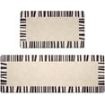 thumbnail image 1 of 2 Piece Kitchen Mat, Anti-Fatigue Cushioned Kitchen Mats Set for Floor, Waterproof Non Slip Comfort Standing Mat, Scandi Lines Border Kitchen Rug, 17"x30"+17"x47", Black & Natural Beige, 1 of 6