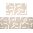 thumbnail image 1 of 2 Piece Kitchen Mat, Anti-Fatigue Cushioned Kitchen Mats Set for Floor, Waterproof Non Slip Comfort Standing Mat, Scandi Minimalist Kitchen Rug, 17"x30"+17"x47", Khaki Tan Geo Brushstroke, 1 of 6