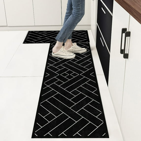 2-Piece Kitchen Mat Set, Cushioned and Waterproof Kitchen Rugs, Non-Slip Floor Mats for Kitchen and Office, Machine Washable and Durable, Comfortable Standing Desk Mat for Floor Protection