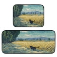 thumbnail image 1 of 2-Piece Kitchen Mat Set Non Slip Washable Floor Mats Decorative Rugs for Kitchen Sink Laundry Black Cat Walking Fields, 1 of 7
