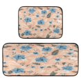 thumbnail image 1 of 2-Piece Kitchen Mat Set Non Slip Washable Floor Mats Decorative Rugs for Kitchen Sink Laundry Blue Flowers and Pink Leaves, 1 of 7