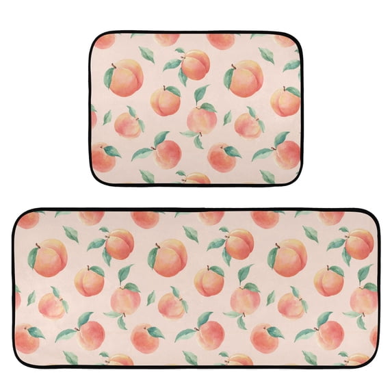 2-Piece Kitchen Mat Set Non Slip Washable Floor Mats Decorative Rugs for Kitchen Sink Laundry Pale Pink Peach's Pattern