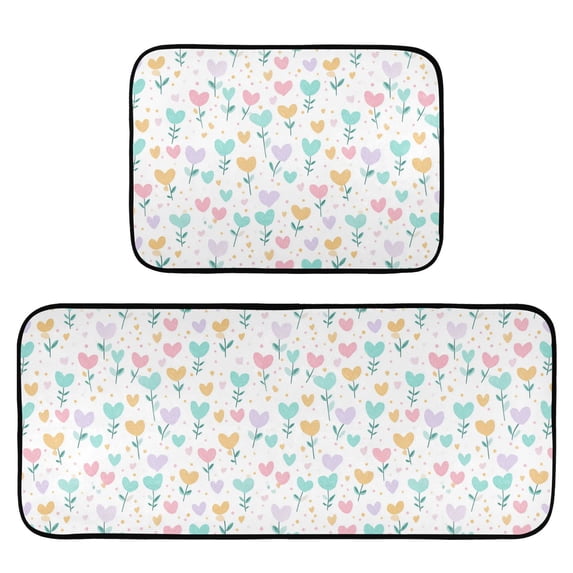 2-Piece Kitchen Mat Set Non Slip Washable Floor Mats Decorative Rugs ...