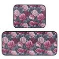 thumbnail image 1 of 2-Piece Kitchen Mat Set Non Slip Washable Floor Mats Decorative Rugs for Kitchen Sink Laundry Roses in Pink and Gray Tones, 1 of 7