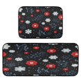 thumbnail image 1 of 2-Piece Kitchen Mat Set Non Slip Washable Floor Mats Decorative Rugs for Kitchen Sink Laundry White Flowers and Blue Dots, 1 of 7