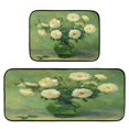thumbnail image 1 of 2-Piece Kitchen Mat Set Non Slip Washable Floor Mats Decorative Rugs for Kitchen Sink Laundry White Roses in A Vase, 1 of 7