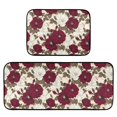 thumbnail image 1 of 2-Piece Kitchen Mat Set Non Slip Washable Floor Mats Decorative Rugs for Kitchen Sink Laundry White and Crimson Roses Pattern, 1 of 7