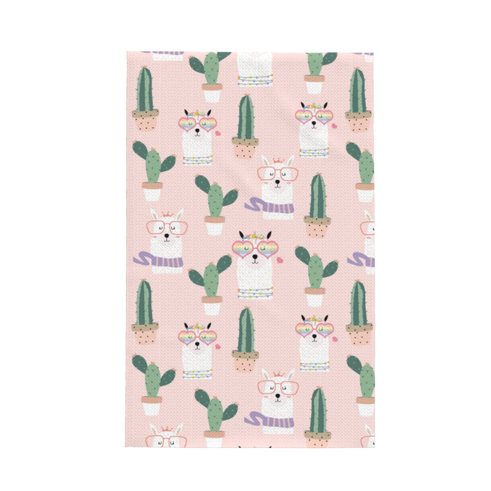 2 Piece Kitchen Mats for Floor, Pink Cute Glasses Cactus Funny Kitchen