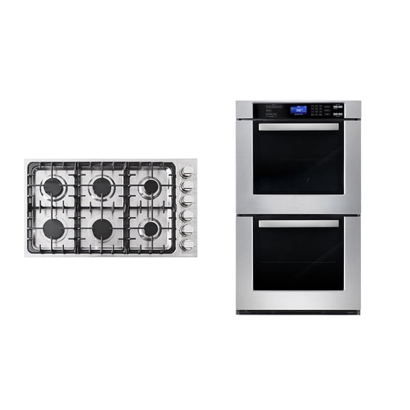 2 Piece Kitchen Package with 36" Drop In Gas Cooktop & 30" Double Electric Wall Oven