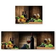 thumbnail image 1 of 2 Piece Kitchen Rug Set, Bottles Glasses Wine Grapes Non-Slip Floor Mats Absorb Standing Doormat, Wooden Table Soft Anti Fatigue Runner Rugs Carpet Sets (18x30+18x48 inch), 1 of 6