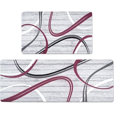 PURRUGS Machine Washable Kitchen Rug Set 2-Piece - Non-Slip Absorbent Mats For Sink & Laundry