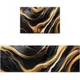 thumbnail image 1 of 2 Piece Kitchen Rugs Set, Black Gold Marble Kitchen Rugs and Mats Non Skid Washable, Ink Modern Abstract Art Absorbent Floor Mat for Sink/Hallway/Laundry, 18"x30"+18"x48", 1 of 6