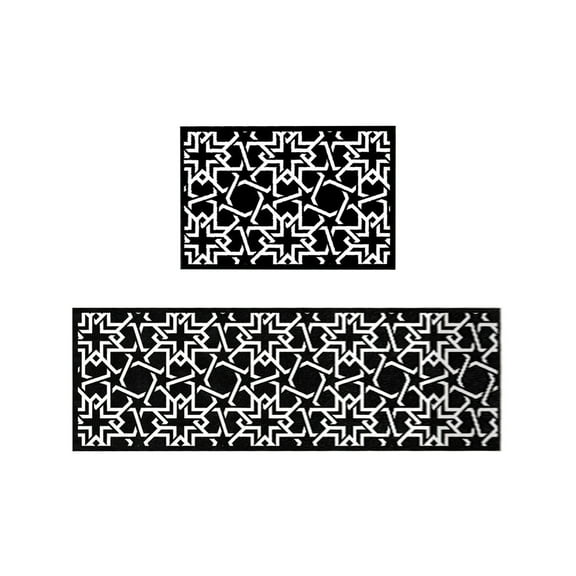 2 Piece Kitchen Rugs Set Non-Slip Floor Mats - Machine Washable Low Pile Carpet for Sink & Stove, Stain Resistant Anti Fatigue Mats 15.75x23.62in & 15.75x47.24in, A