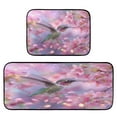 thumbnail image 1 of 2-Piece Kitchen Rugs Set Non-Slip Mats Carpet Floor for Kitchen, Bathroom (19.7"x27.6" & 19.7"x47.2") Beautiful Pink Hummingbird, 1 of 7