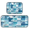 thumbnail image 1 of 2-Piece Kitchen Rugs Set Non-Slip Mats Carpet Floor for Kitchen, Bathroom (19.7"x27.6" & 19.7"x47.2") Blue Marine Life Patterns, 1 of 7