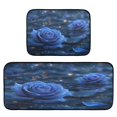 thumbnail image 1 of 2-Piece Kitchen Rugs Set Non-Slip Mats Carpet Floor for Kitchen, Bathroom (19.7"x27.6" & 19.7"x47.2") Blue Rose Pattern, 1 of 7