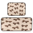 thumbnail image 1 of 2-Piece Kitchen Rugs Set Non-Slip Mats Carpet Floor for Kitchen, Bathroom (19.7"x27.6" & 19.7"x47.2") Cute Brown Bow, 1 of 7
