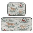 thumbnail image 1 of 2-Piece Kitchen Rugs Set Non-Slip Mats Carpet Floor for Kitchen, Bathroom (19.7"x27.6" & 19.7"x47.2") Deer and Cardinals Pattern, 1 of 7