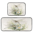 thumbnail image 1 of 2-Piece Kitchen Rugs Set Non-Slip Mats Carpet Floor for Kitchen, Bathroom (19.7"x27.6" & 19.7"x47.2") Dragonflies with White Daisies, 1 of 7