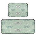 thumbnail image 1 of 2-Piece Kitchen Rugs Set Non-Slip Mats Carpet Floor for Kitchen, Bathroom (19.7"x27.6" & 19.7"x47.2") Green and Mint Bows, 1 of 7