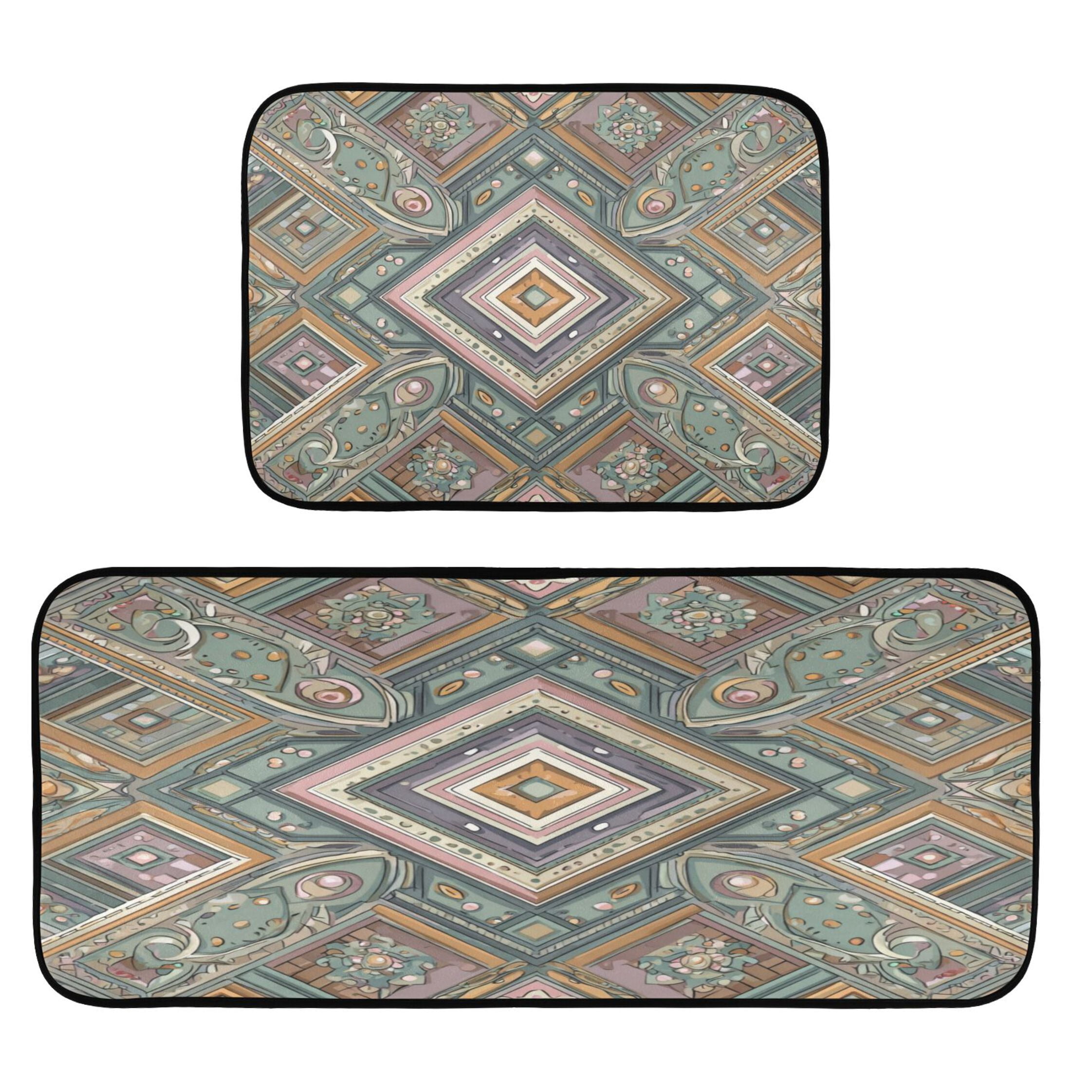 2-Piece Kitchen Rugs Set Non-Slip Mats Carpet Floor for Kitchen ...