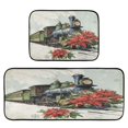thumbnail image 1 of 2-Piece Kitchen Rugs Set Non-Slip Mats Carpet Floor for Kitchen, Bathroom (19.7"x27.6" & 19.7"x47.2") Old Train with Flowers, 1 of 7