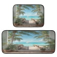 thumbnail image 1 of 2-Piece Kitchen Rugs Set Non-Slip Mats Carpet Floor for Kitchen, Bathroom (19.7"x27.6" & 19.7"x47.2") Palm Trees and Ocean, 1 of 7