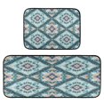 thumbnail image 1 of 2-Piece Kitchen Rugs Set Non-Slip Mats Carpet Floor for Kitchen, Bathroom (19.7"x27.6" & 19.7"x47.2") Pastel Blue Shape Pattern, 1 of 7