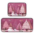 thumbnail image 1 of 2-Piece Kitchen Rugs Set Non-Slip Mats Carpet Floor for Kitchen, Bathroom (19.7"x27.6" & 19.7"x47.2") Pink Christmas Forest, 1 of 7