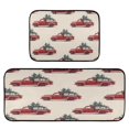 thumbnail image 1 of 2-Piece Kitchen Rugs Set Non-Slip Mats Carpet Floor for Kitchen, Bathroom (19.7"x27.6" & 19.7"x47.2") Red Truck with Presents, 1 of 7