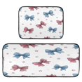 thumbnail image 1 of 2-Piece Kitchen Rugs Set Non-Slip Mats Carpet Floor for Kitchen, Bathroom (19.7"x27.6" & 19.7"x47.2") Red and Blue Stripes Bows, 1 of 7