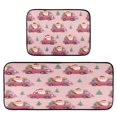 thumbnail image 1 of 2-Piece Kitchen Rugs Set Non-Slip Mats Carpet Floor for Kitchen, Bathroom (19.7"x27.6" & 19.7"x47.2") Santa Claus Driving in Red Cars, 1 of 7
