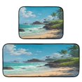 thumbnail image 1 of 2-Piece Kitchen Rugs Set Non-Slip Mats Carpet Floor for Kitchen, Bathroom (19.7"x27.6" & 19.7"x47.2") Serene Beach Scene, 1 of 7