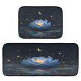 thumbnail image 1 of 2-Piece Kitchen Rugs Set Non-Slip Mats Carpet Floor for Kitchen, Bathroom (19.7"x27.6" & 19.7"x47.2") Serene Blue Lotus Flower, 1 of 7