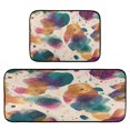 thumbnail image 1 of 2-Piece Kitchen Rugs Set Non-Slip Mats Carpet Floor for Kitchen, Bathroom (19.7"x27.6" & 19.7"x47.2") Teal and Orange Abstract Shapes, 1 of 7