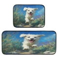 thumbnail image 1 of 2-Piece Kitchen Rugs Set Non-Slip Mats Carpet Floor for Kitchen, Bathroom (19.7"x27.6" & 19.7"x47.2") The Dog Is Running, 1 of 7