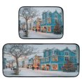 thumbnail image 1 of 2-Piece Kitchen Rugs Set Non-Slip Mats Carpet Floor for Kitchen, Bathroom (19.7"x27.6" & 19.7"x47.2") Town in Winter, 1 of 7