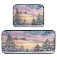 thumbnail image 1 of 2-Piece Kitchen Rugs Set Non-Slip Mats Carpet Floor for Kitchen, Bathroom (19.7"x27.6" & 19.7"x47.2") Watercolor Winter Landscape, 1 of 7