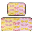 thumbnail image 1 of 2-Piece Kitchen Rugs Set Non-Slip Mats Carpet Floor for Kitchen, Bathroom (19.7"x27.6" & 19.7"x47.2") Yellow and Pink Bows, 1 of 7