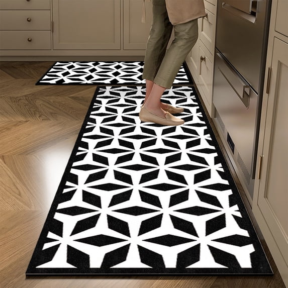 2 Piece Kitchen Rugs Set, Washable Non Slip Floor Mats, Defend Fatigue, For Sink Stove Lasting Stain Counteract Low Pile Carpet, 40x60cm/ 15.75x23.62in + 40x120cm/ 15.75x47.24in