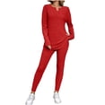 thumbnail image 1 of 2 Piece Knit Outfits for Women Loungewear Sweatsuits Sets Ribbed Knit Long Sleeve Tunic Tops with Leggings Matching Sweater Set L, 1 of 9