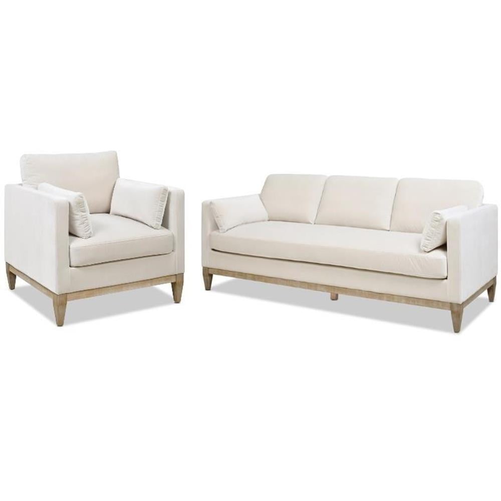 Knox 2-Piece French Beige Velvet Sofa and Armchair Set