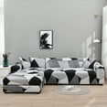 thumbnail image 1 of 2 Piece L Shaped Sectional Couch Covers, Slipcovers for Sectional Sofa with 2pcs Pillowcases High Stretch Furniture Protector Covers, (Black White Gray,2 Seater+2 Seater), 1 of 10
