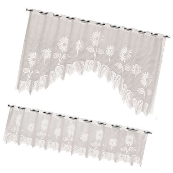 2-Piece Lace Sheer Curtains, Semi-Privacy Lightweight Polyester Drapes for Living Room Bedroom Decor