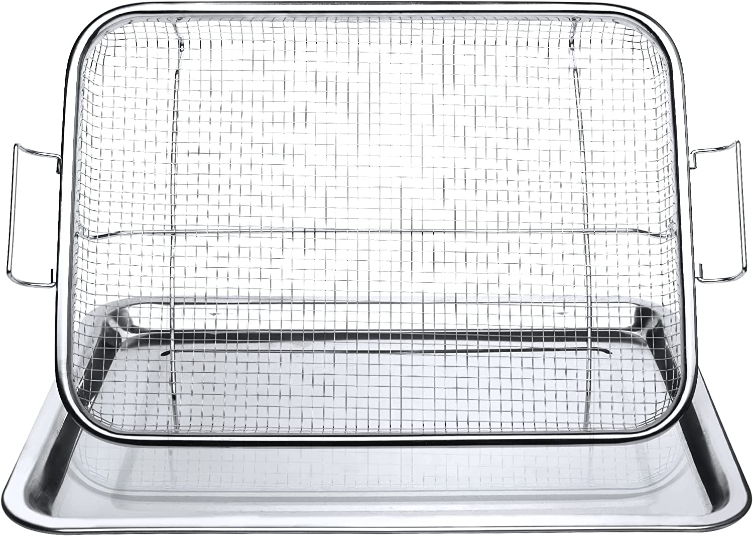 2 Piece Large Air Fryer Basket For Oven, 15 X 11 Inch Stainless Steel