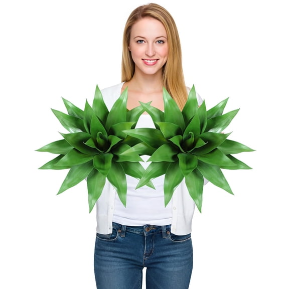 2-Piece Large Artificial Agave Plants 22" UV-Resistant, Realistic, Planters Not Included, Green