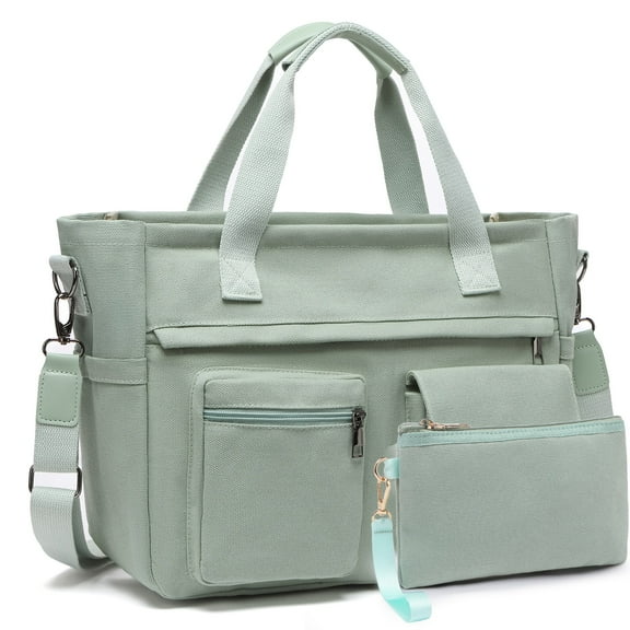 2-Piece Large Canvas Tote Bag Set for Women – Versatile Laptop & Work Bags with Crossbody, Shoulder & Hobo Messenger Carrying Options – Perfect for Travel, Gym & Daily Use